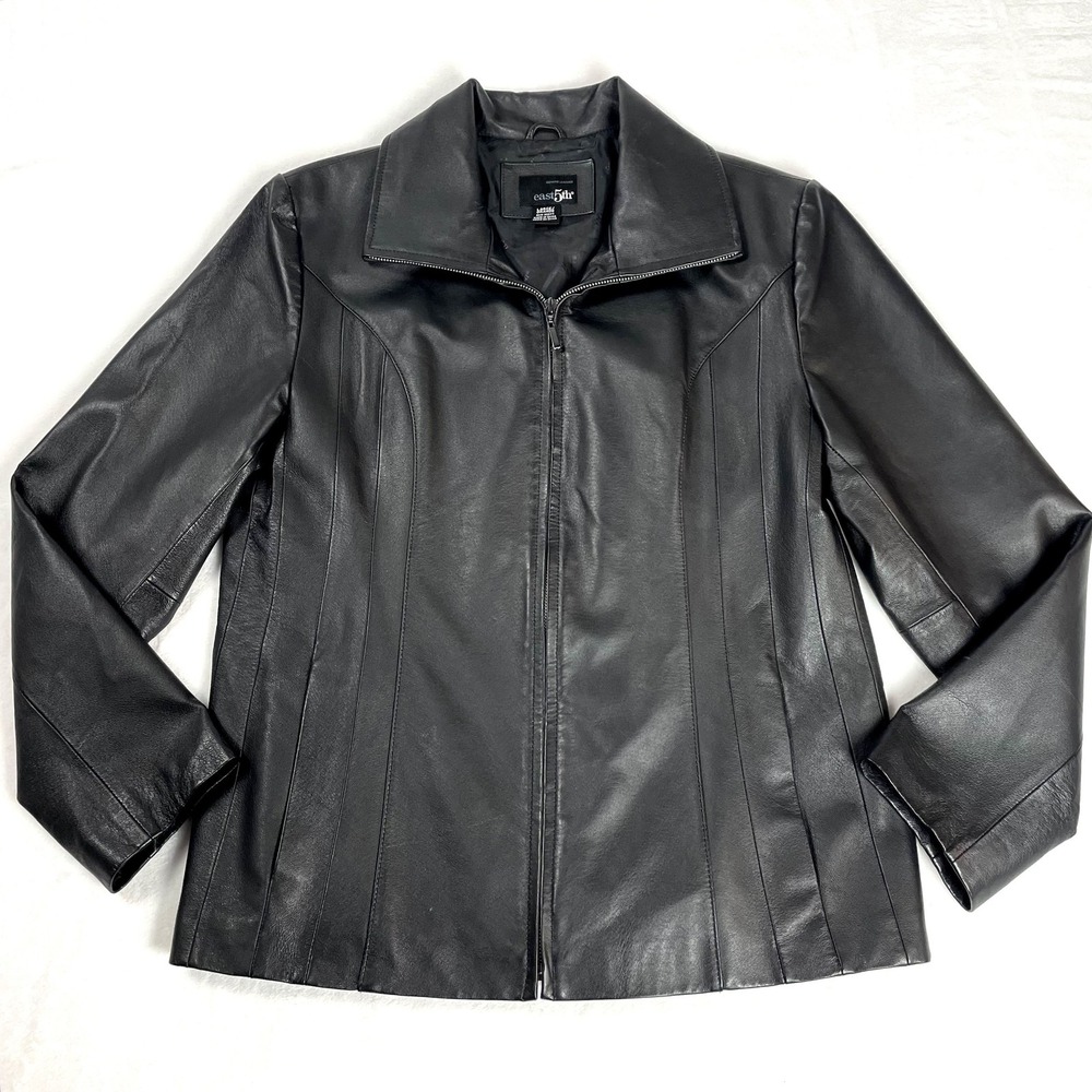VTG East 5th 100% Genuine Leather Black Classic Jacket Large Minimalist Capsule